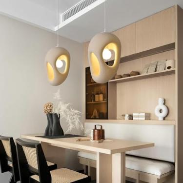 Imagem de Luminária pendente com cúpula em EPS para sala de jantar, lustre com altura ajustável para ilha de cozinha, luminária moderna em estilo nórdico para iluminação decorativa de teto em ambiente