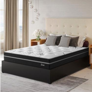 Imagem de Conjunto Cama Box Casal Zoe Com Molas Ensacadas  138x188x62,4cm Preto