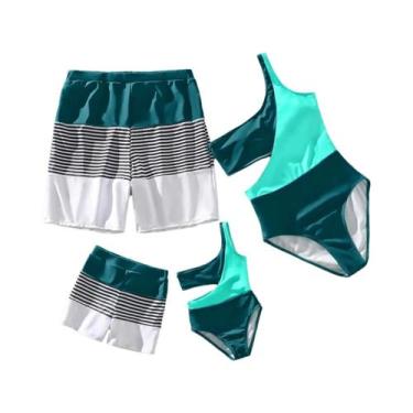 Imagem de Maiô Colorido De Um Ombro Para Família, Maiô PatPat De Uma Peça E Shor