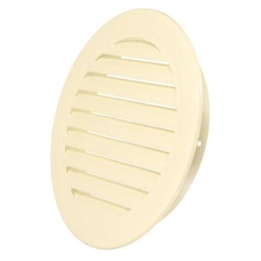 Imagem de PATIKIL Saída de ar redonda de 25 cm, tampa da grade da grelha de alumínio Soffit ventilação HVAC para teto parede telhado banheiro cozinha garagem duto galpão garagem, bege