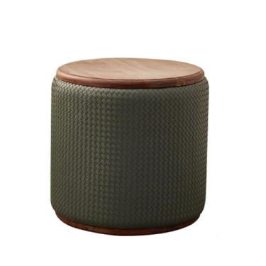 Imagem de FAMEOYA Banco de armazenamento de sapatos, banquinho redondo, banco minimalista para troca de sapatos, banco de sofá, banco de tecido nórdico para sala de estar, banco de sapatos