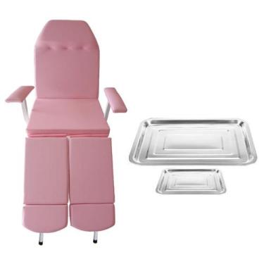 Imagem de Cadeira Maca Podologia Suporta 150kg Mecânica Rosa Fiscomed