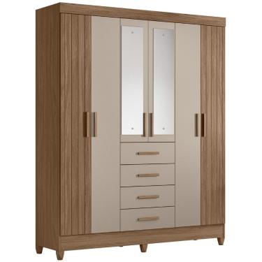 Imagem de Guarda Roupa Casal 165cm Com Espelho Khani Carvalho/fendi Z17 - Mpozenato