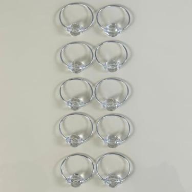Imagem de Jogo de 10 Anéis para Guardanapo com Detalhe Cristalino Argola Prata Metal 4x3cm 10 Lugares