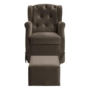 Imagem de Poltrona Cadeira De Amamentação Balanço E Puff Ternura Suede Marrom