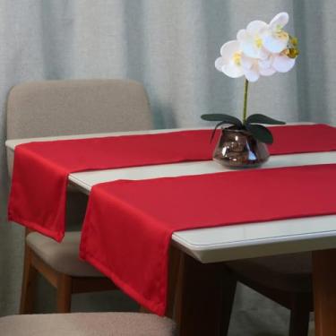 Imagem de Caminho de Mesa Basic 1,30m x 40cm - 100% Poliéster Tecido Oxford - 1 Peça (Vermelho)