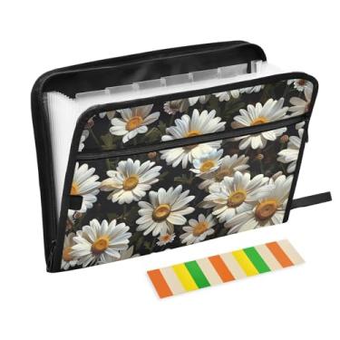 Imagem de Pasta de arquivo expansível de azulejos margaridas A4 pasta sanfonada para organização, jogos de tabuleiro, viagens, material de escritório escolar
