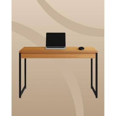 Imagem de Mesa Escrivaninha Industrial 90x45x76 cm para Home Office e Estudo com Estrutura em Aço(Preto e Nature)