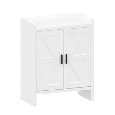 Imagem de Panana Armário de sapatos estilo fazenda de 5 camadas, sapateira independente de madeira com 2 portas e prateleiras ajustáveis, organizador de armazenamento de sapatos para armário de entrada e