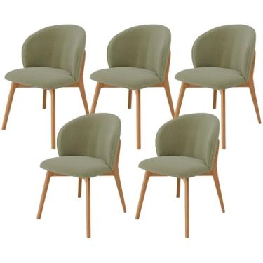 Imagem de Kit 05 Cadeiras de Jantar e Estar Living Estofada Mia L02 Bouclê Oliva - Lyam Decor