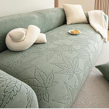 Imagem de Capa de sofá 1, 2, 3, 4 e 5 lugares, protetor móveis veludo grosso luxo, capa cor sólida, elástica para cadeira reclinável(Green,1-seat 90-140cm)