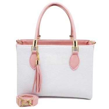 Imagem de Bolsa Feminina Média Transversal de Ombro (BRANCO/ROSA)