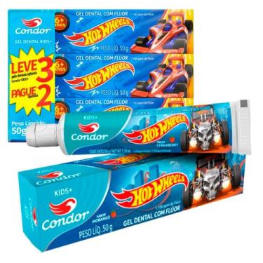 Imagem de Kit 3 Pasta dente Bebe infantil Barbie OU Hot Wheels sabor Morango 50g