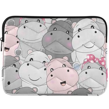 Imagem de Lindas capas de laptop cinza hipopótamo inchadas para MacBook Air 13 capa protetora para laptop capas universais de 13 a 14 polegadas