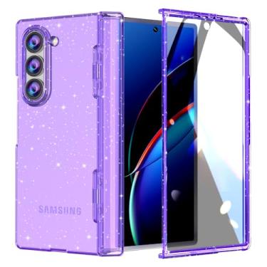 Imagem de FABSPARK Capa protetora de tela integrada para Samsung Galaxy Z Fold 6, proteção de dobradiça, brilhante, brilhante, transparente, transparente, slim fit, acrílico, rígido, PC para Samsung Z Fold 6