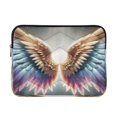 Imagem de Joitme Bolsa de trabalho Boho Gold para laptop, bolsas femininas de 33 a 13,3 polegadas, bolsas para professores, Asas de anjo coloridas brancas, Medium