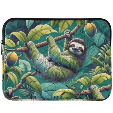 Imagem de Capa para notebook com capa de laptop verde preguiça fofa de 13 polegadas para MacBook Pro de 33 a 35 cm universal