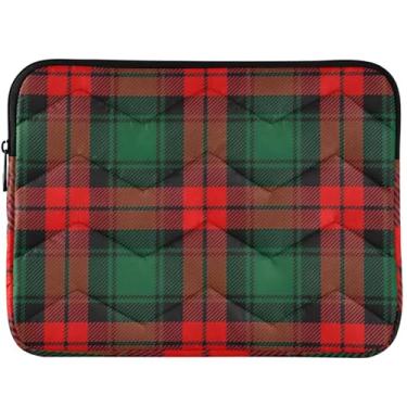 Imagem de Capa protetora para laptop xadrez verde vermelho personalizado capa protetora para laptop capa brilhante para notebook universal 13 capa para computador laptop de 14 polegadas
