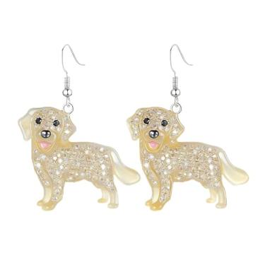 Imagem de OSCCI Adoráveis brincos de acrílico para filhotes de cachorro – Ganchos de liga durável, com tema de animal de estimação fofos, ótimos para roupas casuais e de festa, Acrílico, Sem pedra preciosa