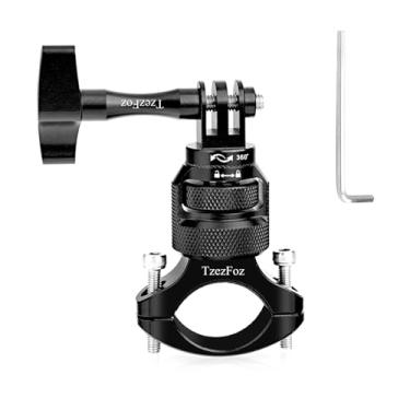 Imagem de TzezFoz Suporte de guidão de motocicleta com rotação de 360°, adaptador de câmera de ação de liga de alumínio, compatível com GoPro Hero 13/12/11/10/9/Max, DJI Osmo Action, Insta360, para ciclismo e