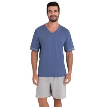 Imagem de Pijama Masculino Lupo Curto Algodão 28000-001 Azul-Masculino