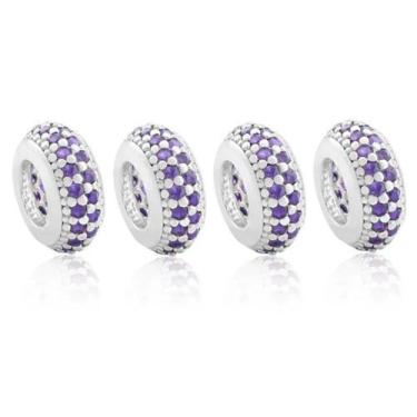 Imagem de 4 Berloque Prata 925 P/pulseira Separador Pneuzinho Zirconia - La&Ny P