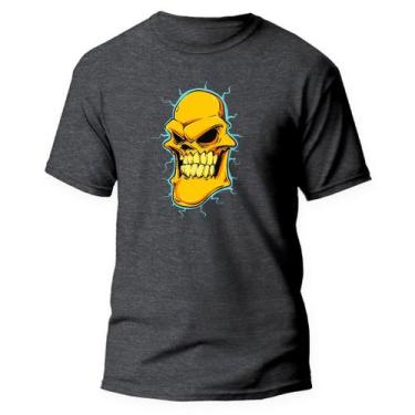 Imagem de Camiseta Algodão Premium Estampa Digital Caveira Amarelo DTF - Pavesi,
