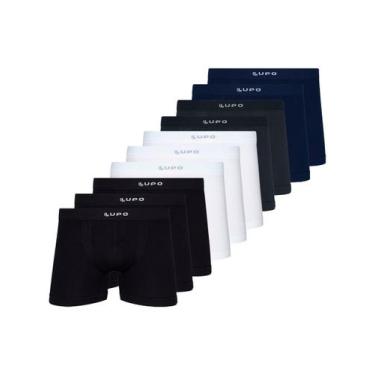 Imagem de Kit com 10 Cuecas Boxer Lupo 661-001 Colorido, Azul marinho, P