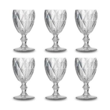 Imagem de Jogo 6 Taça Diamante Copo Vidro Transparente Bico De Jaca 330ml - Casa