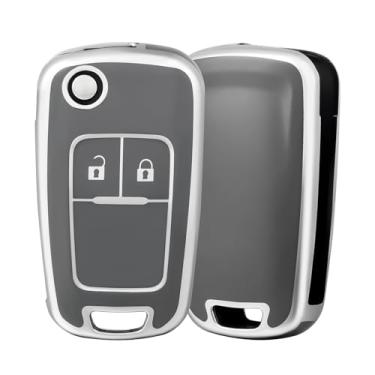 Imagem de Capa de chaveiro de TPU de 2 botões compatível com Chevrolet, serve para Cruze/Captiva/Spark/Trax/Aveo/Matiz e Opel Astra/Meriva/Mokka/Zafira, acessórios para chaves de carro