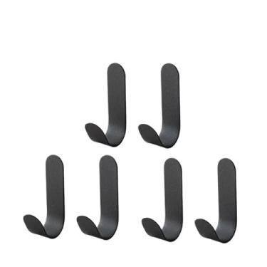 Imagem de Ganchos de parede fortes autoadesivos para toalhas, cabide de porta, bolsa para chaves, suporte de casaco, acessórios de cozinha, banheiro, organizador de casa (preto-6 peças)