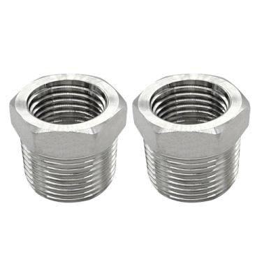 Imagem de Beduan Bucha sextavada redutora de aço inoxidável 316 3/4 macho NPT para 1/2 fêmea NPT adaptador de tubo fundido redutor para ar água gás combustível (pacote com 2)