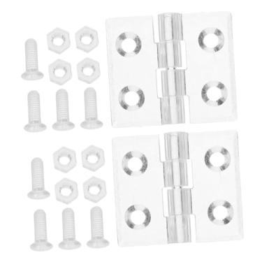 Imagem de NUOBESTY 2 peças de dobradiças de acrílico transparente com parafusos para projetos de caixa de artesanato DIY e caixas de joias dobradiças duráveis com redução de ruído com pré-perfurado para fácil