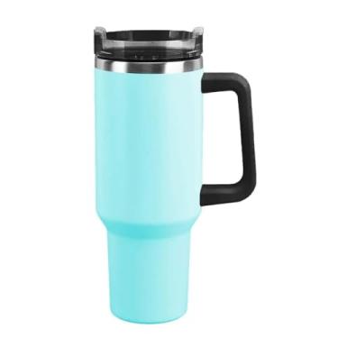 Imagem de Kit 5 Copo Térmico Aço Inox 1200ml Caneca C/Alça Canudo Água Gelada Quente