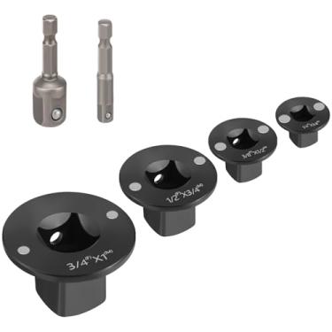 Imagem de MABCIRY Conjunto de adaptadores de soquete de impacto de perfil baixo, adaptador catraca de aço carbono, conversor de soquete de acionamento magnético, 3/20.3 cm a 1/5.1 cm, 1/10.2 cm a 3/20.3 cm, 3