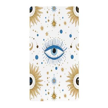 Imagem de Blueangle Lençol de berço padrão para berço infantil - Lençóis de algodão macio e respirável com estampa de olhos (513)