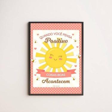 Imagem de Quadro Decorativo Pensamento Positivo 33X24Cm - Com Vidro
