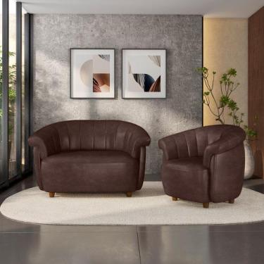 Imagem de Conjunto Sala de Estar Decorativo Latvia Sofá Namoradeira e Poltrona P
