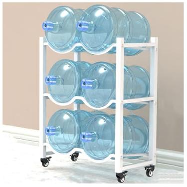 Imagem de Suporte de jarro de água resistente de 5 galões com 4 rodas - organizador de garrafa de água móvel e rack de armazenamento para escritório, restaurante, academia - suporte portátil para dispensador de