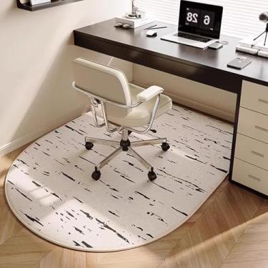 Imagem de Tapete oval grande para cadeira de escritório para piso de madeira, tapete antiderrapante de pilha de laço, tapete de cadeira de mesa de computador, tapetes de área fáceis de limpar, tapete protetor