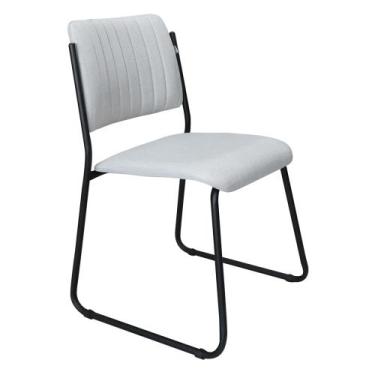 Imagem de Cadeira de Jantar Patty Linho Bege Base de Ferro Preto - D'Rossi - DRo