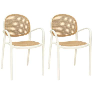 Imagem de Kit 2 Cadeiras De Jantar Roma Com Braço Para Sala E Cozinha - Bege