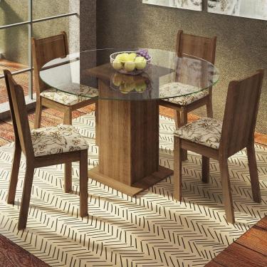 Imagem de Conj. Mesa Tampo De Vidro 4 Cadeiras Rustic/lírio Bege