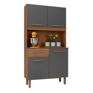 Imagem de Armario De Cozinha Kit Uruguai 91 Cm 4 Portas E 1 Gaveta Freijo-chumbo