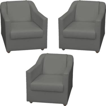 Imagem de Kit 3 Poltronas Decorativas Para Sala Recepção Manicure Escritório Con