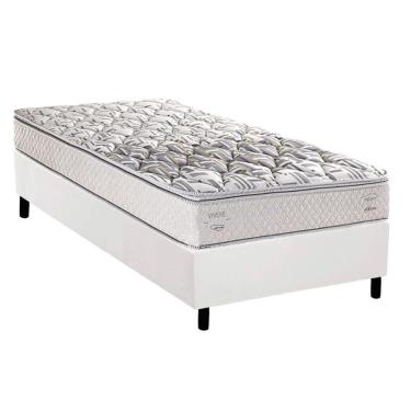 Imagem de Cama Box Solteiro: Colchão Ortopédico Herval Ag65 Santorini C1604 + Base Crc Corano White (88x188)