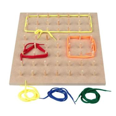 Imagem de Geoplano 56 Pinos com Cadarços Brinquedos Educativos Infantil Escolar 