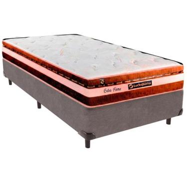 Imagem de Cama Box Solteirão e Colchão Esplendor Molas Ensacadas Luckspuma Cinza