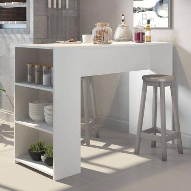 Imagem de Bancada Balcão/mesa De Cozinha 3 Prateleiras Menu Móveis Branco