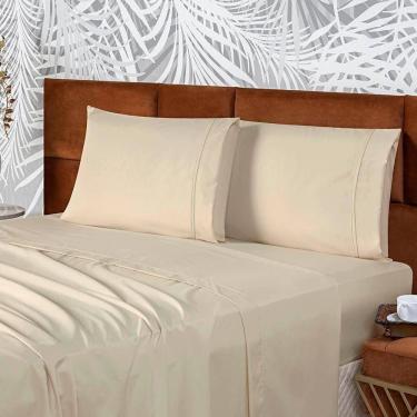 Imagem de Jogo De Lençol Conforto Queen 3 Peças Micropercal 200 Fios C- Elástico - Palha